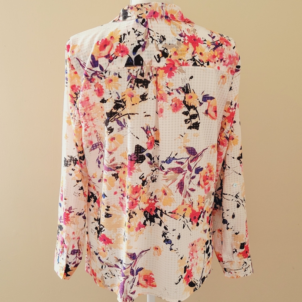Notations Floral Utility Button Down Size Large - image 4